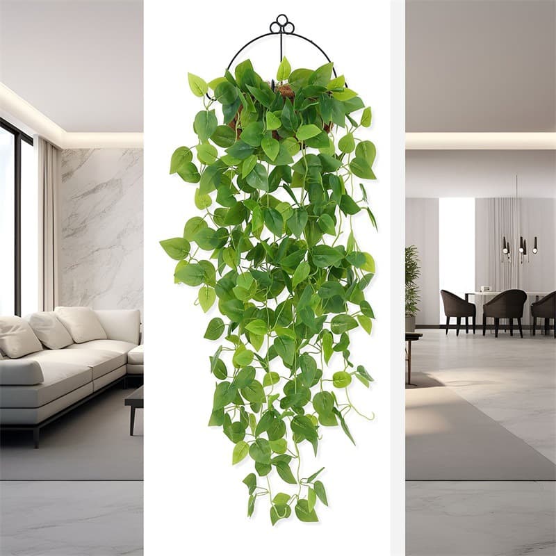 High-end glued pothos hanging, artificial leaf wall hanging flower, small pothos, simulated green leaf plant wall hanging, rattan wall hanging flower