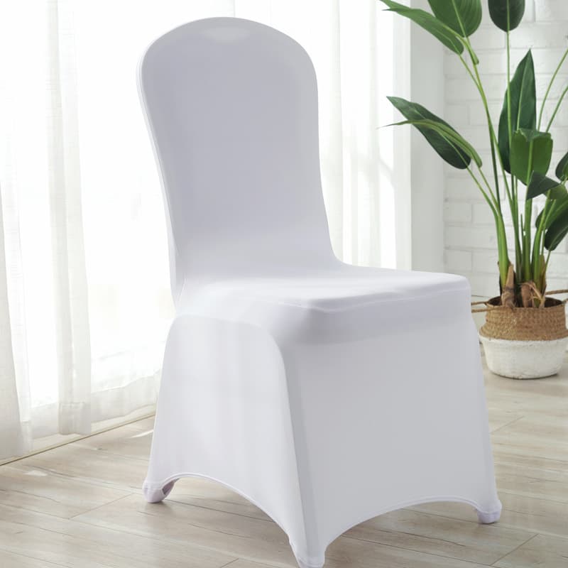 White elastic chair cover for hotel weddings and banquets, full coverage seat and stool cover, 140g foreign trade wholesale