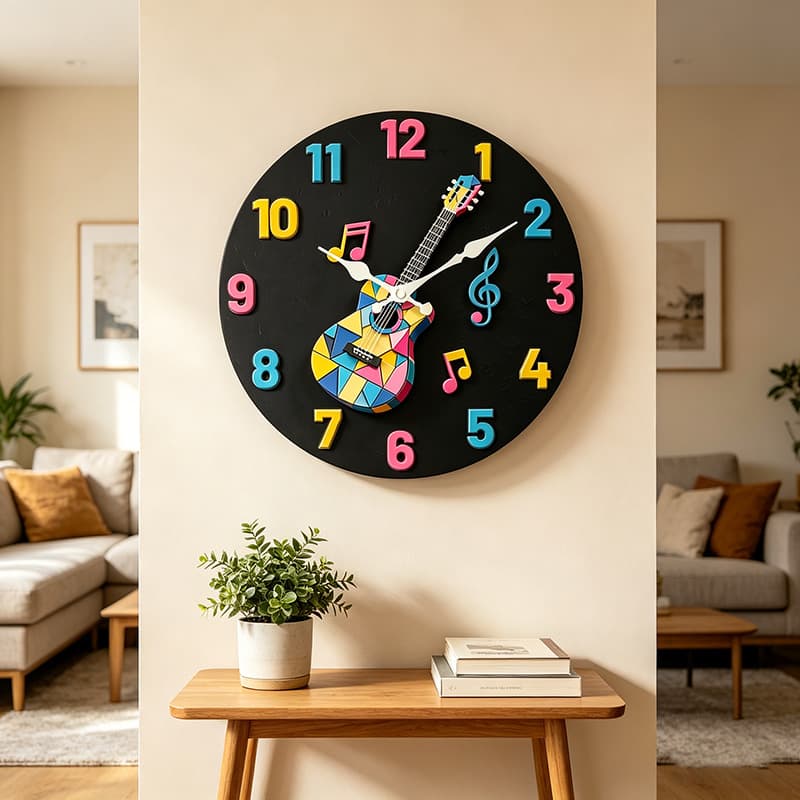 Vintage Creative Wall Clock, Silent Quartz, Decorative Wooden Clock for Living Room, Dining Room, 12 Inches