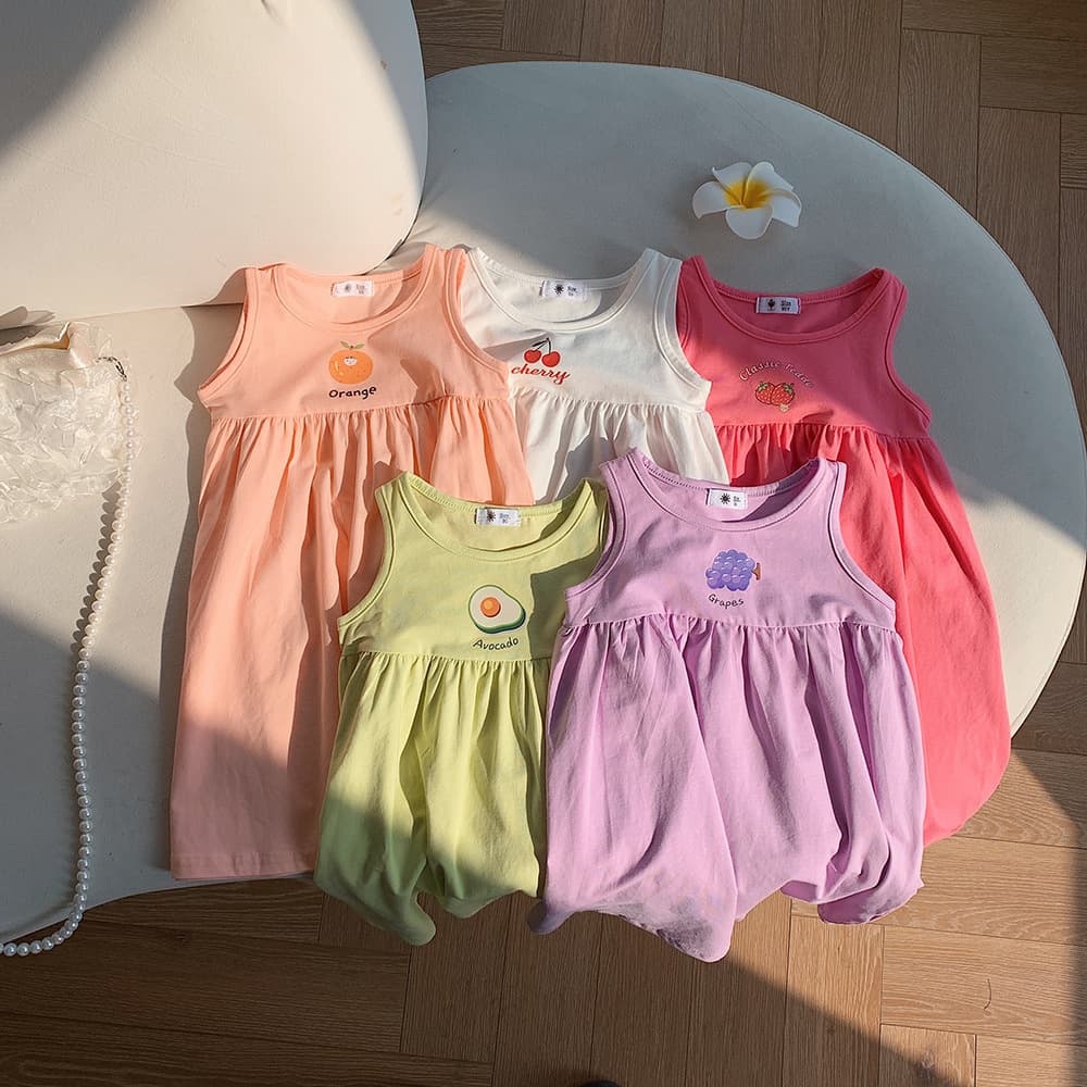 Girls' Sleeveless Dress Baby Girl Summer New Fruit Print Children's Dress Kids' Skirt Summer