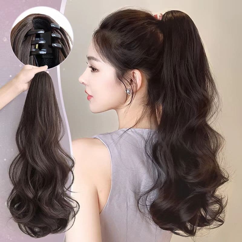 Big Wave Ponytail Short Curly Hair Women's Long Hair Internet Celebrity Hair Clip Ponytail Natural Long Curly Braid Tie-Up High Ponytail