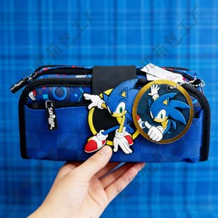 Australian Smiggle Pencil Case Sonic Cartoon Stationery Bag, Large Capacity Foldable, High-Aesthetic Pencil Pouch for Elementary Students