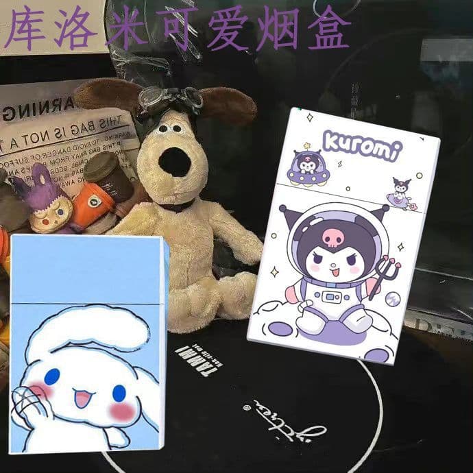 Sanrio Kuromi Cinnamoroll Cigarette Case Cartoon Cute Storage Portable Flip-Top 20-Count Gift Drop Shipping Cross-Border