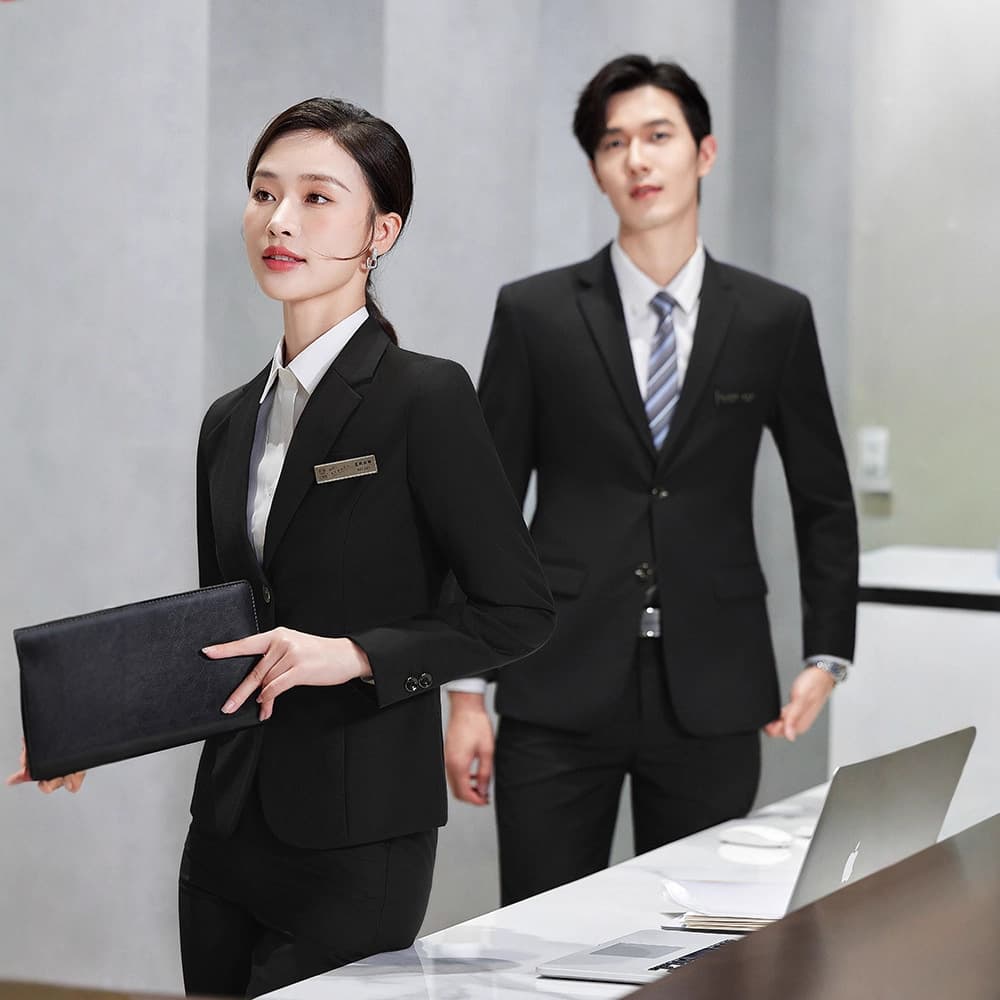 Two-Button Business Suit Set Unisex College Student Black Suit Insurance Professional Formal Coat Workwear