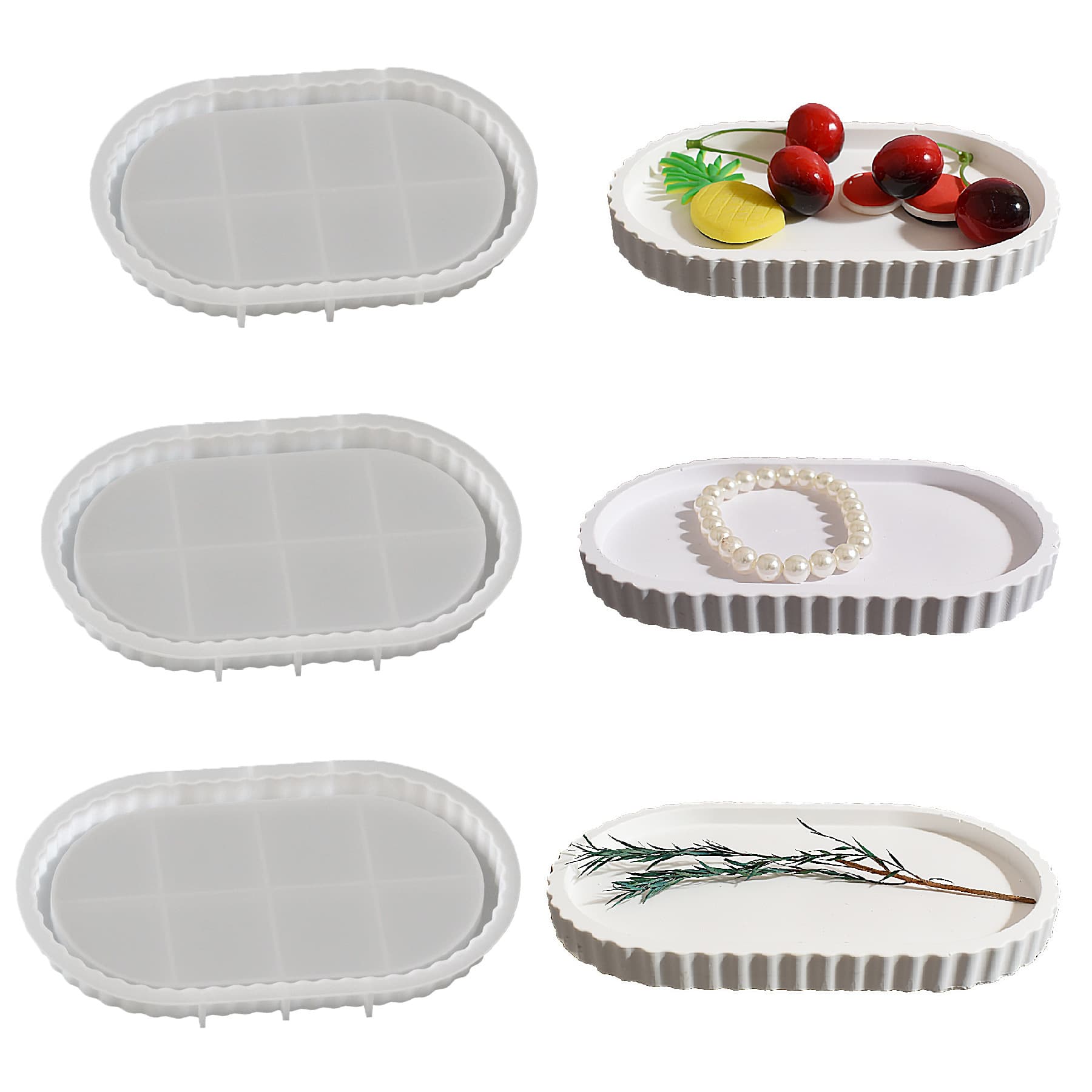 Elliptical Gear Lace Tray Silicone Mold for Epoxy Resin DIY, Striped Plaster Cement Storage Tray, Wholesale Handmade DIY