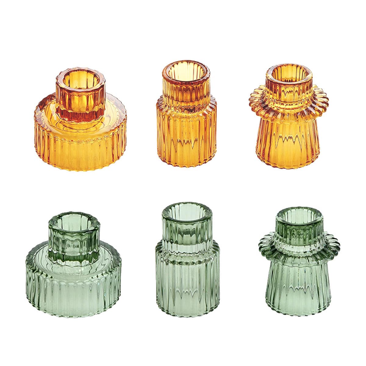Light luxury and simple spray color tea wax dual-purpose glass candlestick rod wax new vertical stripe crystal tea wax ornaments wholesale