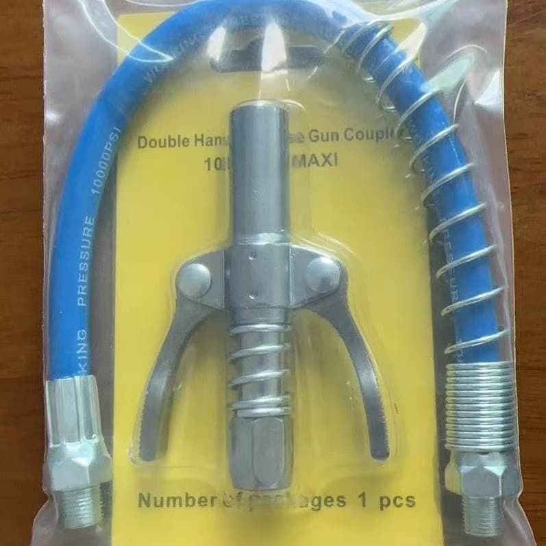 Grease Gun Nozzle Locking Pliers Type High-Pressure Double-Handle Grease Fitting Self-Locking Flat Head Grease Fitting Hose Assembly Accessories