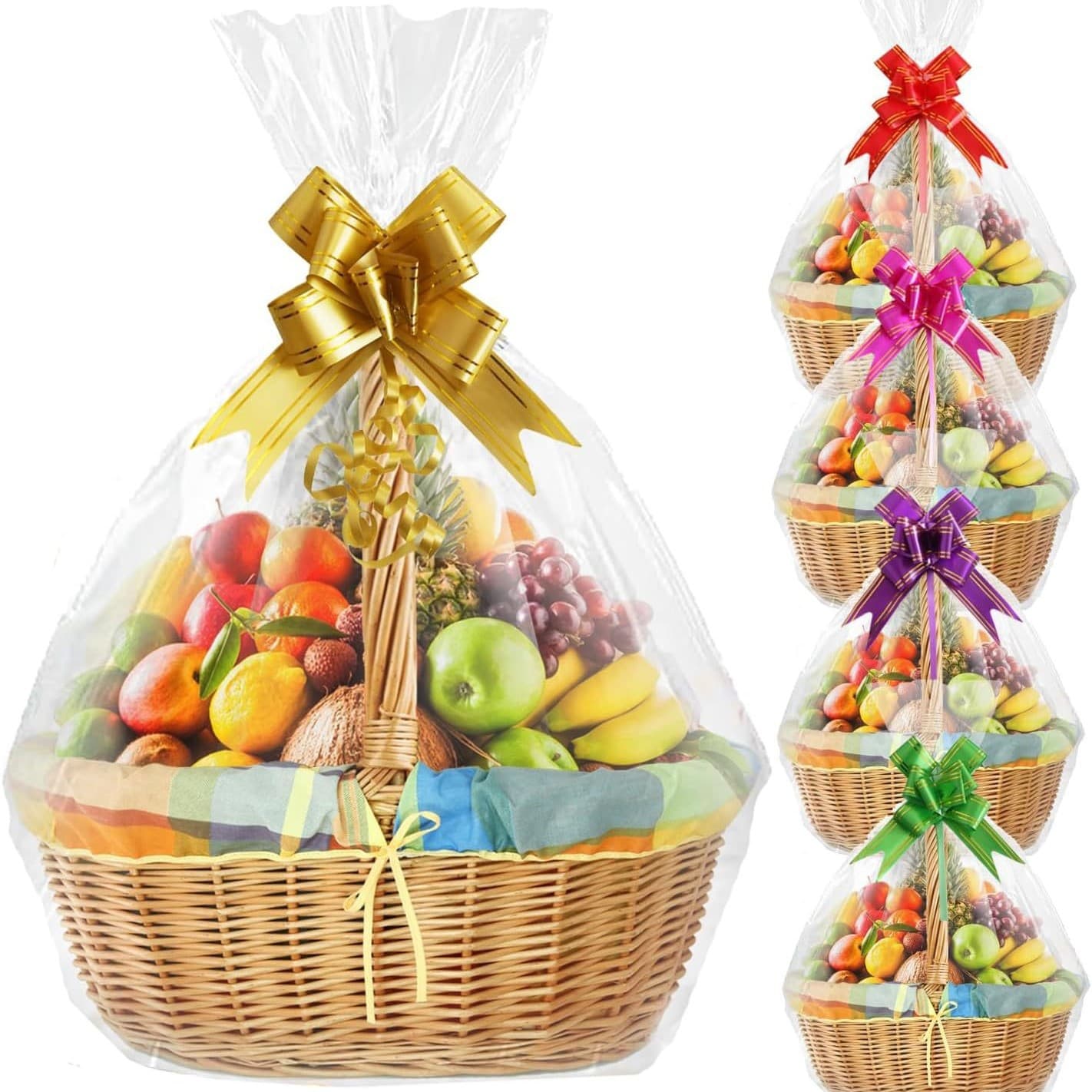 Large glassine paper bags, gift baskets, fruit baskets, transparent bags, fruit basket packaging bags, plush toy gift bags available.