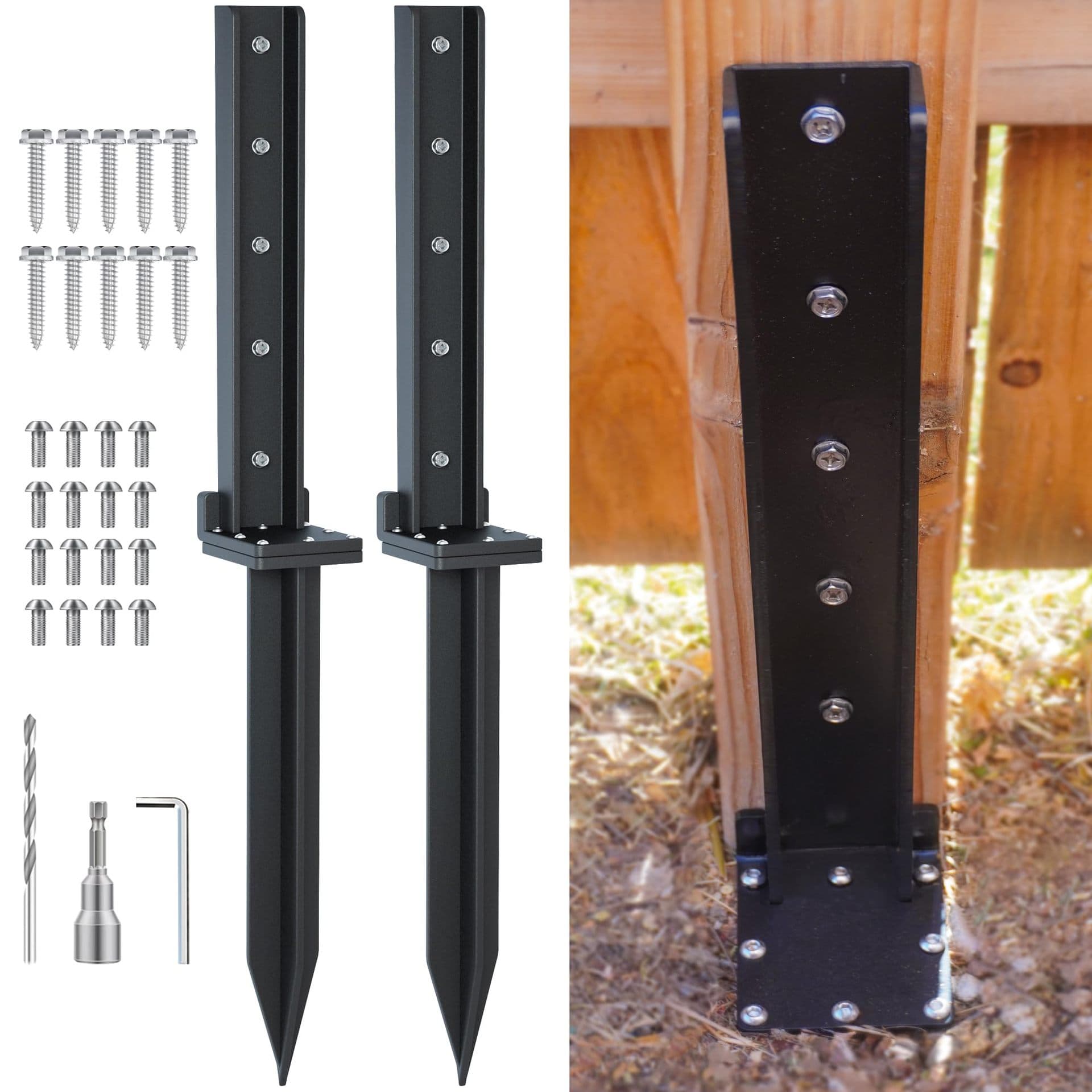 2-Piece Fence Post Kit Heavy Duty 32" Fence Post Anchors