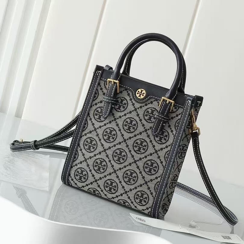 TB Mini Vintage Tote Canvas Handbag Music Score Bag Storage Fashionable Versatile Handheld Shoulder Crossbody Bag for Women