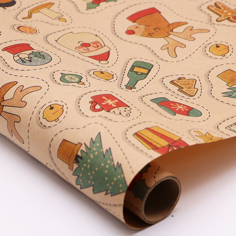 Factory Direct Roll Shrink Kraft Paper Custom Printed Gift Wrapping Paper Cartoon Birthday Thickened Cross-border