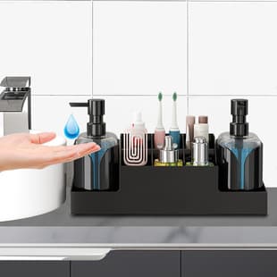 Multifunctional Soap Dispenser Kitchen Press-Type Dish Soap Storage Box Bathroom Countertop Dispenser Sink Organizer Cross-border