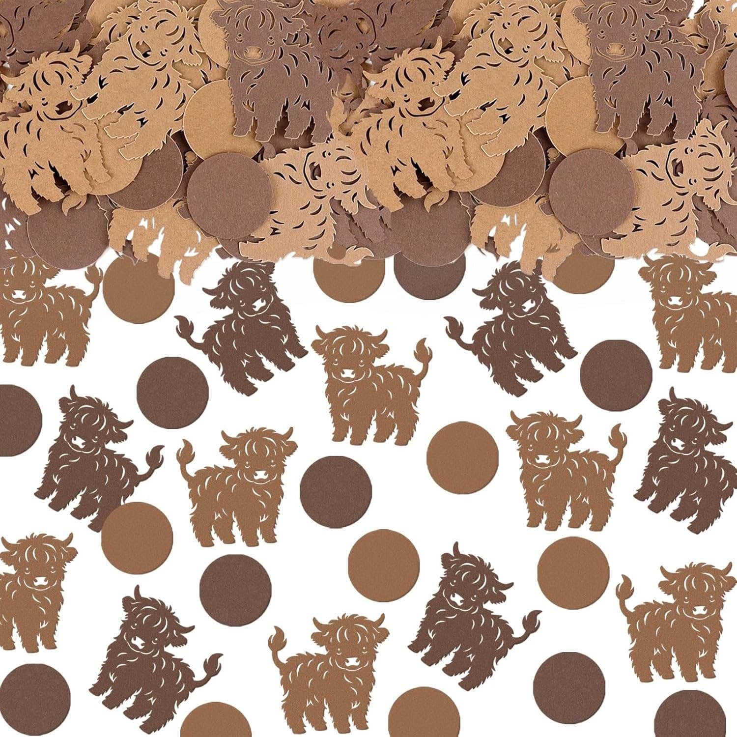 Highland Cow Party Brown Confetti Highland Cow Pattern Cowboy Theme Birthday Party Baby Shower Table Decor