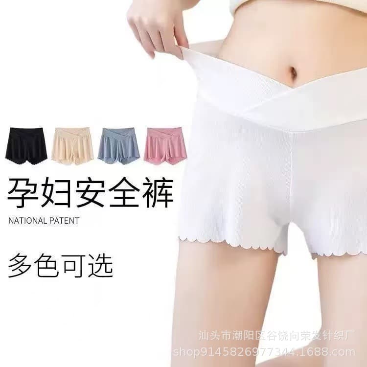 Maternity safety pants to prevent exposure, summer leggings, large size outer wear, maternity pants, ice silk shorts, summer outer wear