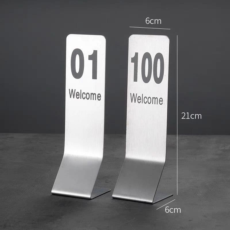 New Stainless Steel Table Number Sign Reserved Dining Table Number Stand Vertical Restaurant Table Number
