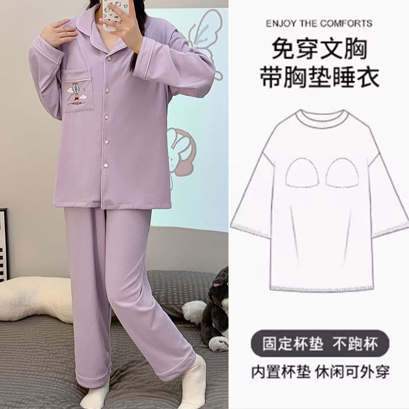 Autumn/Winter Maternity Wear with Bra Pads, Postpartum Breastfeeding Clothes, Warm and Thick Loose-fitting Autumn/Winter Set