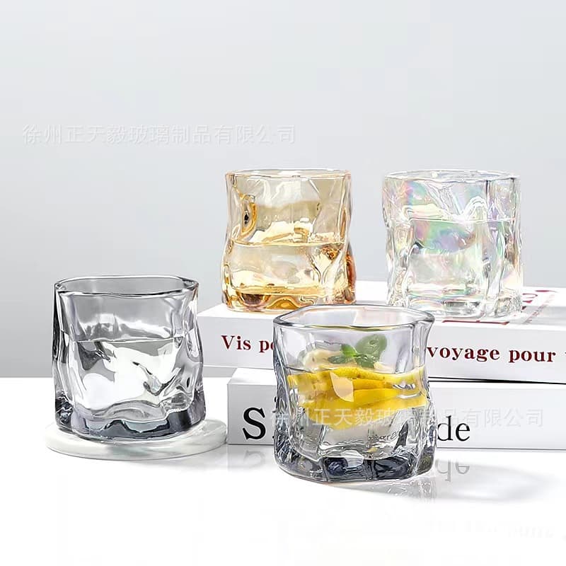 Zhengtianyi-Creative twisted glass origami cup bar whiskey transparent beer glass glass water cup