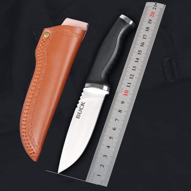 Outdoor Survival Straight Knife Camping Knife BK Small Knife with Sheath Stainless Steel Multi-functional Self-defense Straight Knife Utility Knife