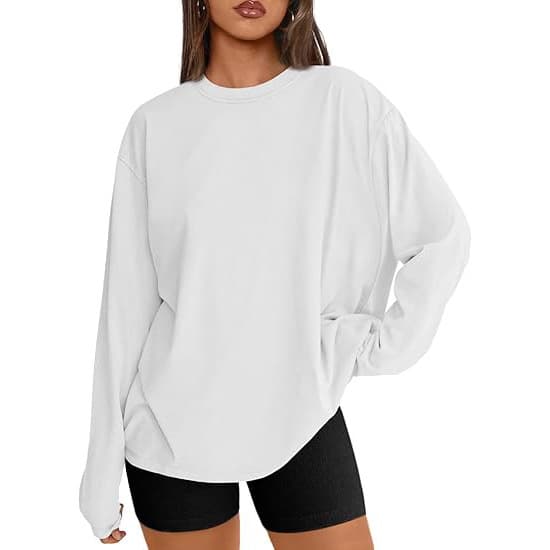New Women's Long Sleeve Top Loose Fit Round Neck T-Shirt Sweatshirt for Casual Wear, Plus Size
