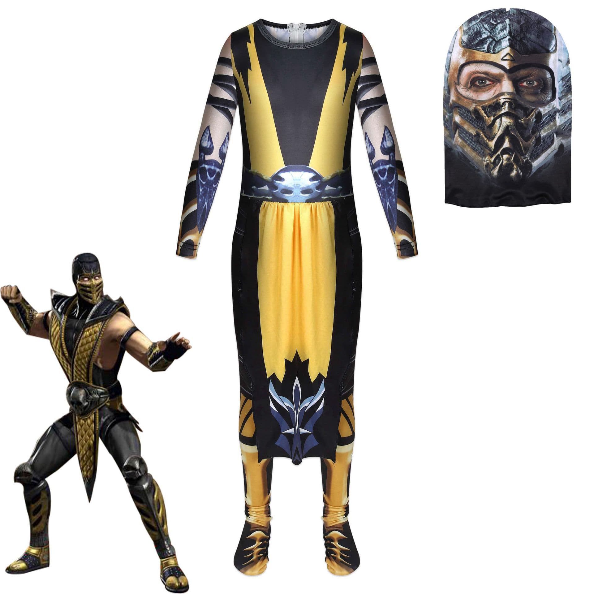 New Halloween Mortal Kombat Scorpion's Revenge Kids Cosplay Bodysuit Costume LB72