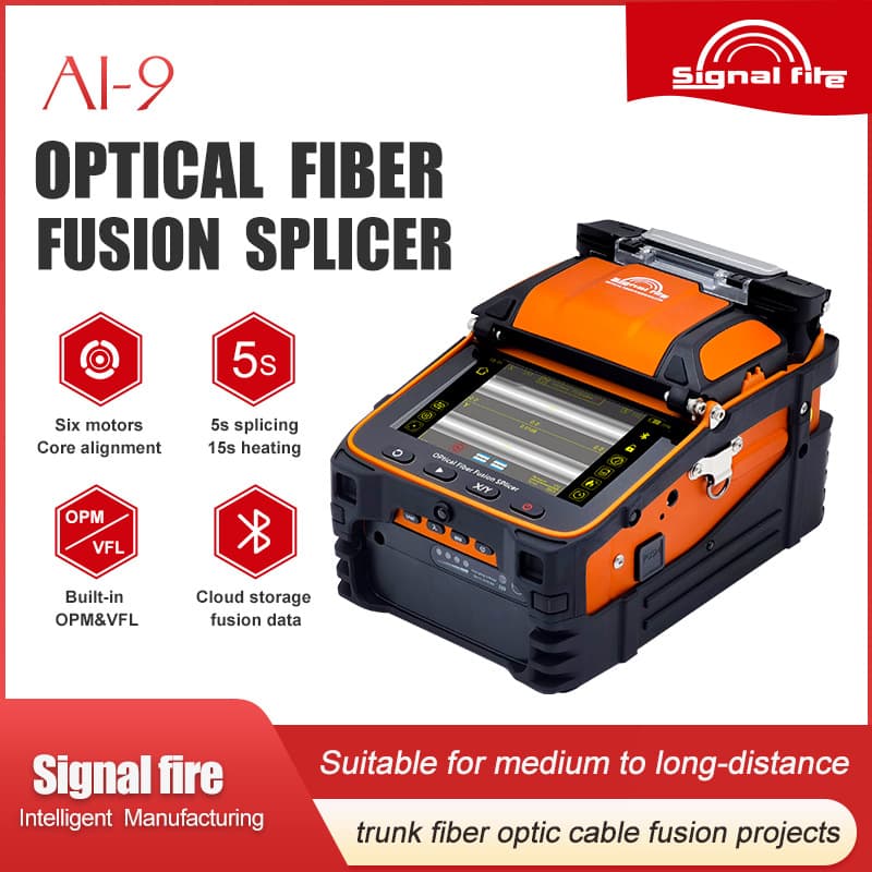Zhuoshi AI-9 Fusion Splicer SignalFire Six-Motor 6S Multilingual Automatic Fiber Optic Fusion Splicer with Optional Power Supply