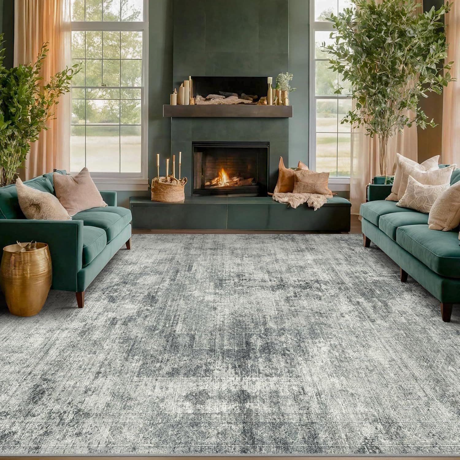 Cross-border Light Luxury Ethnic Rug for Entryway, Foyer, Bedside, Living Room, Study, Doormat, Water-Absorbent, Wear-Resistant, Easy to Clean Floor Mat