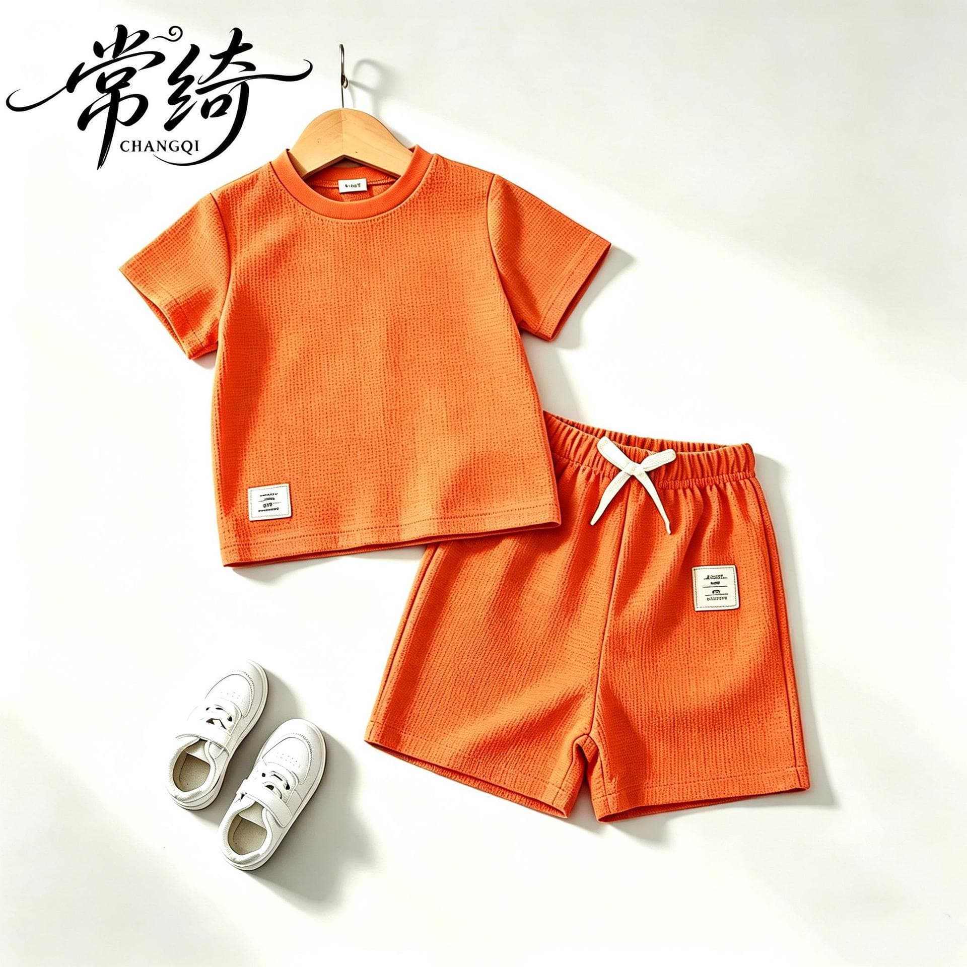 Boys' Waffle Knit Short-Sleeve Set, Wholesale Export Summer Breathable Casual Two-Piece Set, Fashionable Casual Set