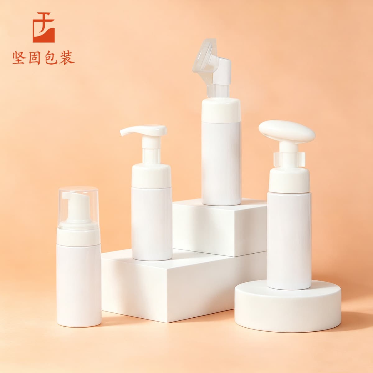 Portable press mousse foaming bottle 150ml white pet plastic bottle 42 tooth mouth cleansing foam mousse bottle customization
