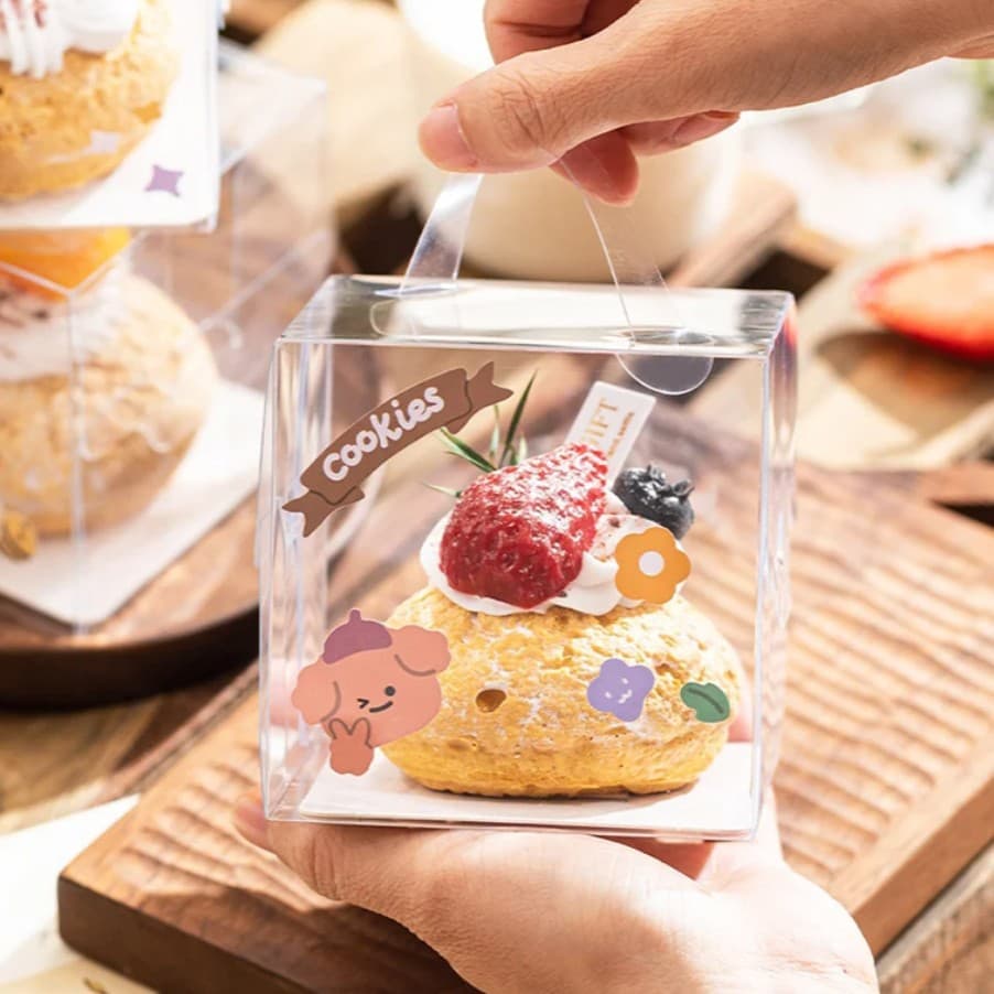 4-Inch Small Clear Cake Box with Handle, Tall Western Pastry Lava Cake 2/3/5/6 5-Inch Cake Packaging Box