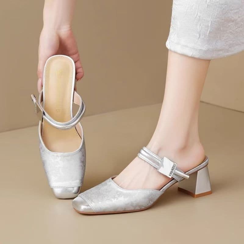 Open Toe Mules for Women Summer 2026 New Trendy High Heel White Stunning Sandals for Dresses
