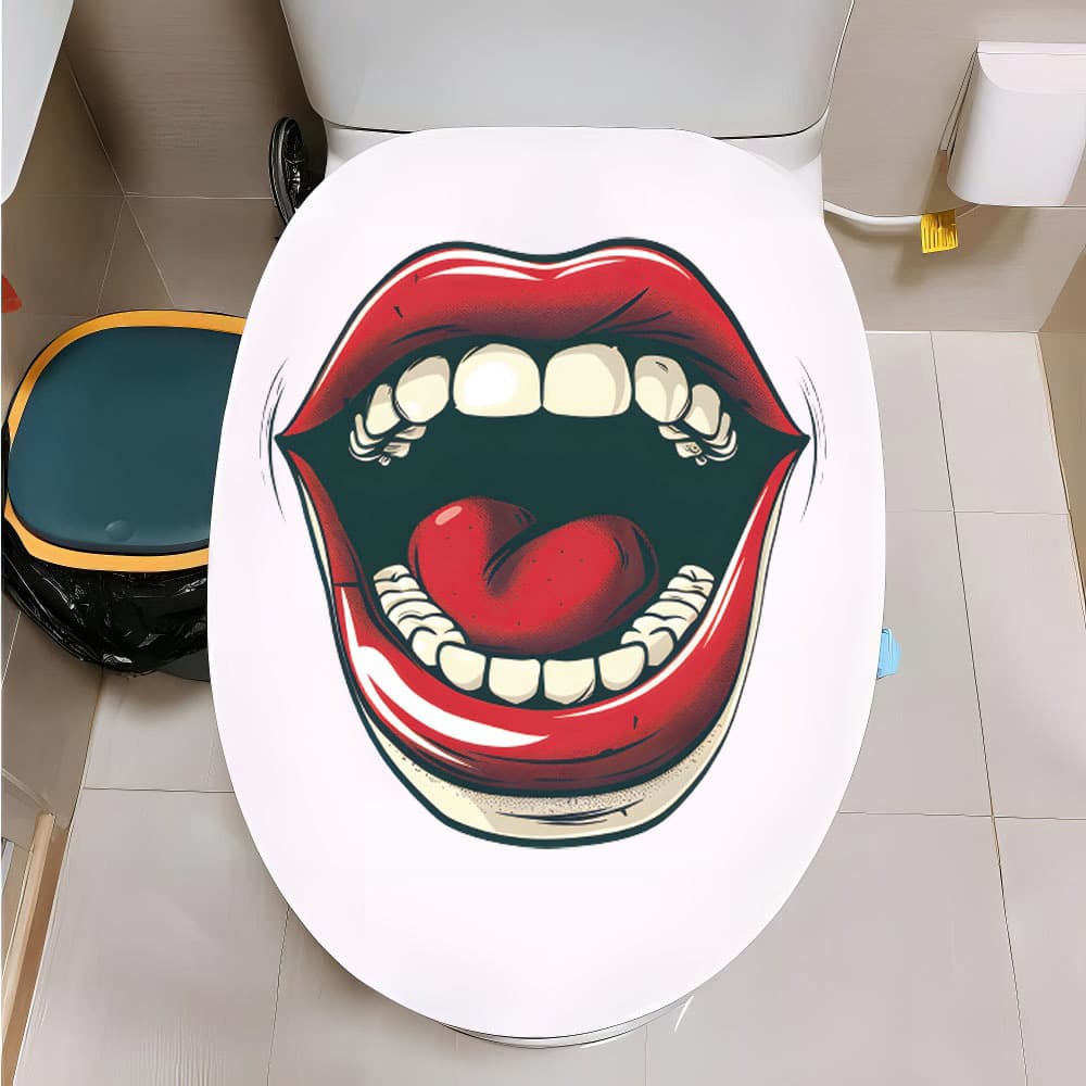Personalized funny big mouth bathroom toilet stickers home decoration wall stickers self-adhesive wholesale cross-border