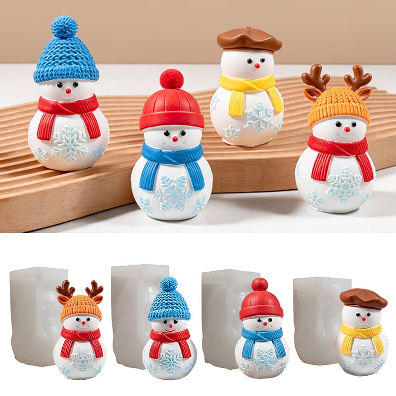 Wearing scarf hat snowman candle resin silicone mold glue diy snowman plaster ornament handmade soap grinding tool