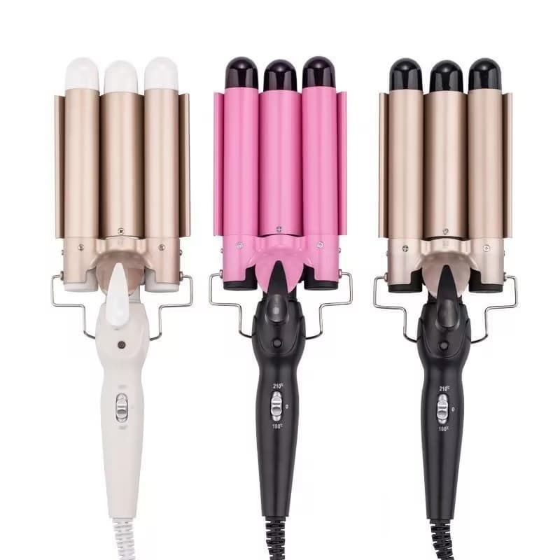 Cross-border big wave three-tube curling iron ceramic egg roll iron electric curling head three-tube curling iron large curling water ripple