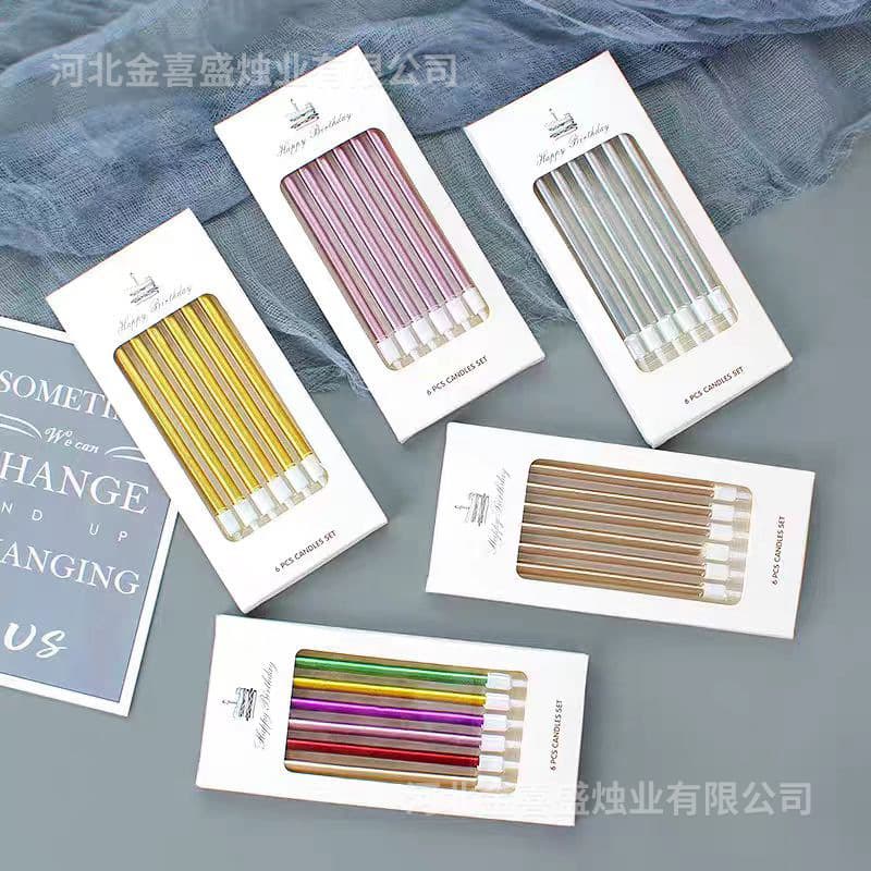 Wholesale Birthday Candles Party Decoration Rainbow Wax Baking Cake Gold-Plated Colorful Pencil Multicolor Glow