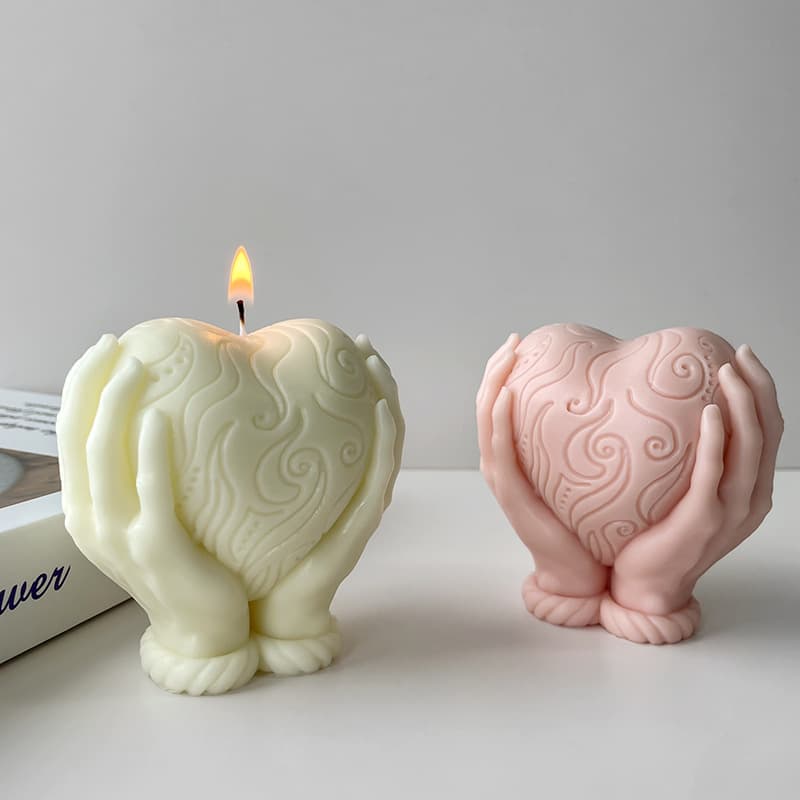 Jiahuimei Candle Silicone Mold Handheld Heart Aromatherapy Candle Mold DIY Heart Plaster Epoxy Resin Mold