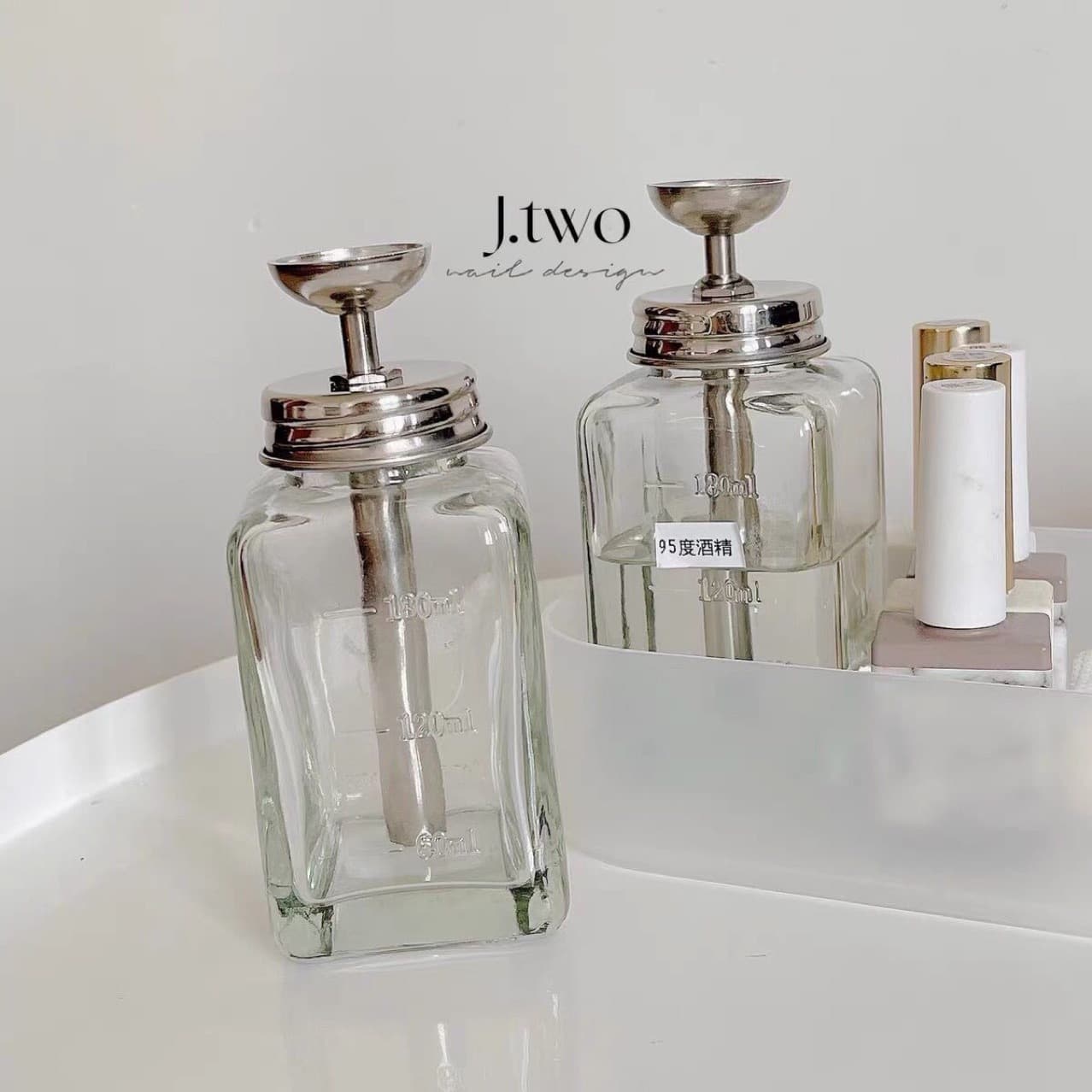 Nail Cleaner Water Press Bottle Funnel Anti-Backflow Aluminum Core Anti-Corrosion Brush Cleaner Cleaning Liquid Glass Press Bottle