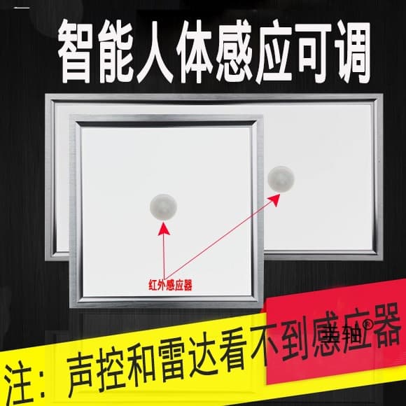 Integrated ceiling LED smart panel light with human motion sensor and voice control radar for corridors, kitchens, bathrooms