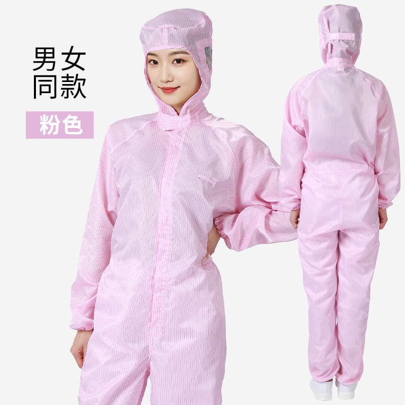 Unisex Cleanroom Dust-Free Coverall with Hood, Clean Anti-Dust Anti-Static Workwear