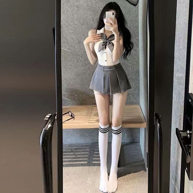 Sexy School Style Short Skirt Campus Pure Desire Hot Uniform Set Pure Young Student JK Sailor Outfit for Women
