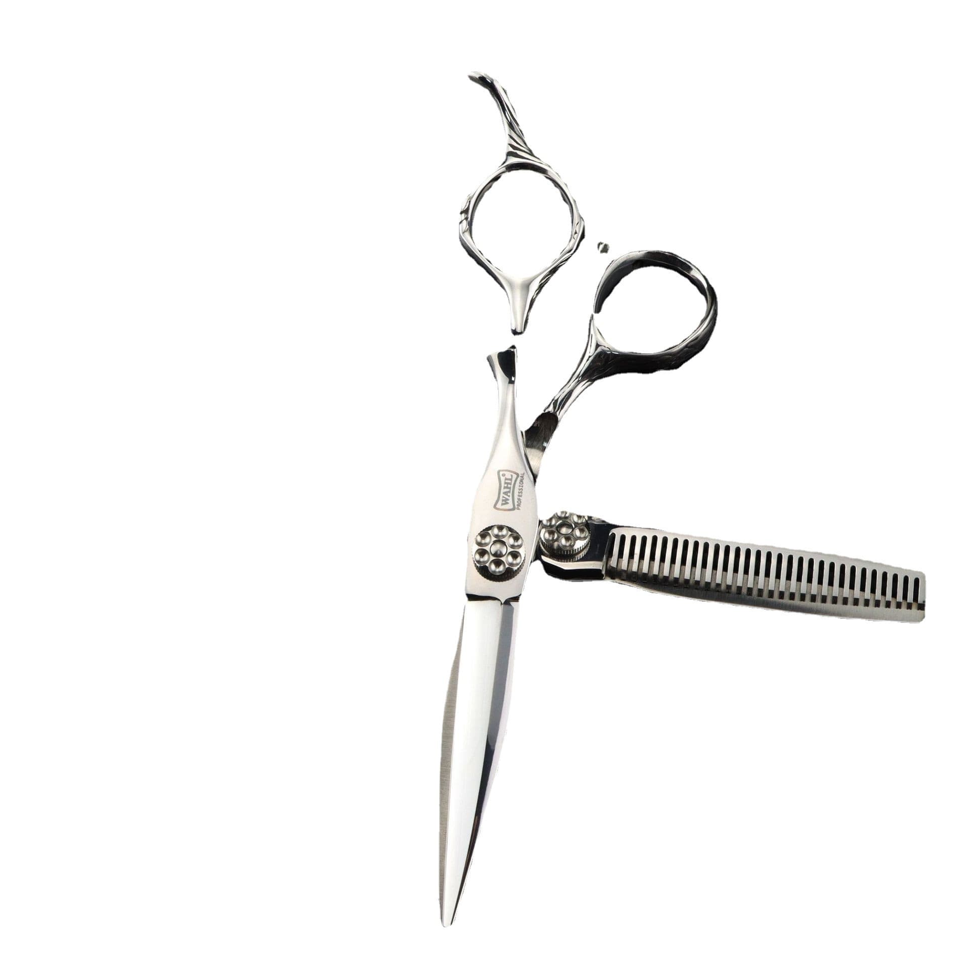 6.0 inch large wood grain handle WAL bright color flat scissors hairdressing scissors