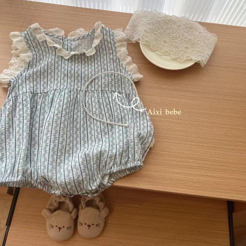 Aixi Lace Retro Floral Cover Baby Girl Sweet Princess Harness Sleeveless Thin Vest Jumpsuit Going Out