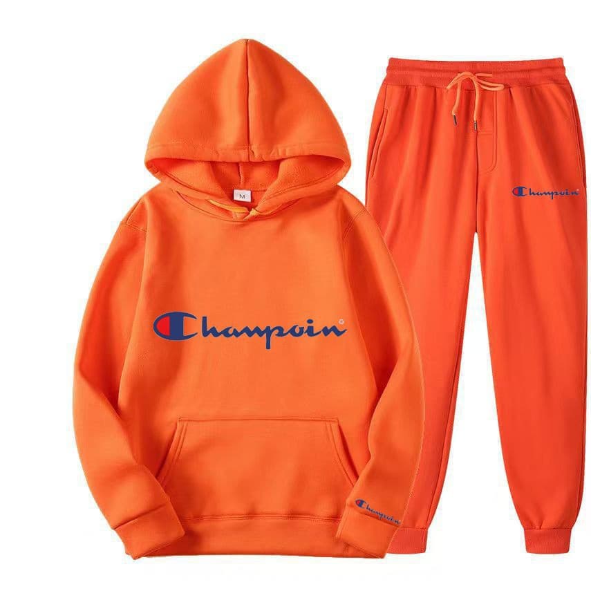Cross-border EU/US Size Loose Autumn Winter Hooded Sweatsuit Streetwear High Street Casual Fashion Fleece-Lined Tracksuit