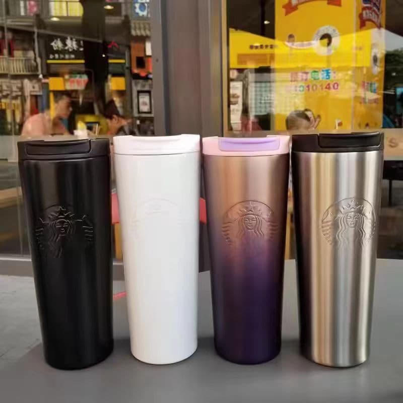 Export Style Starbucks 304 Stainless Steel Insulated Cup Lavender Gradient Coffee Cup Large Capacity Couple Travel Car Cup