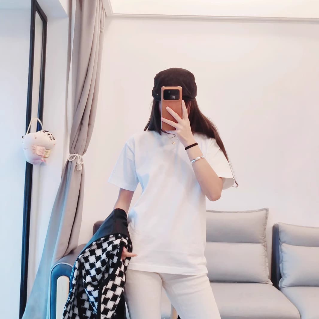 Xinjiang Cotton 300g Heavyweight T-Shirt Women Summer T-Shirt Drop Shoulder Sleeve Couple Short Sleeve Pure Cotton White Base Layer