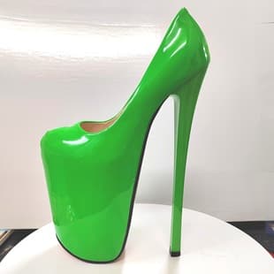 Spring New Ultra-High Stiletto Heel 22cm Green Candy Color High Heels Large Size Women's Shoes Sexy Model Shoes Extreme High Heels