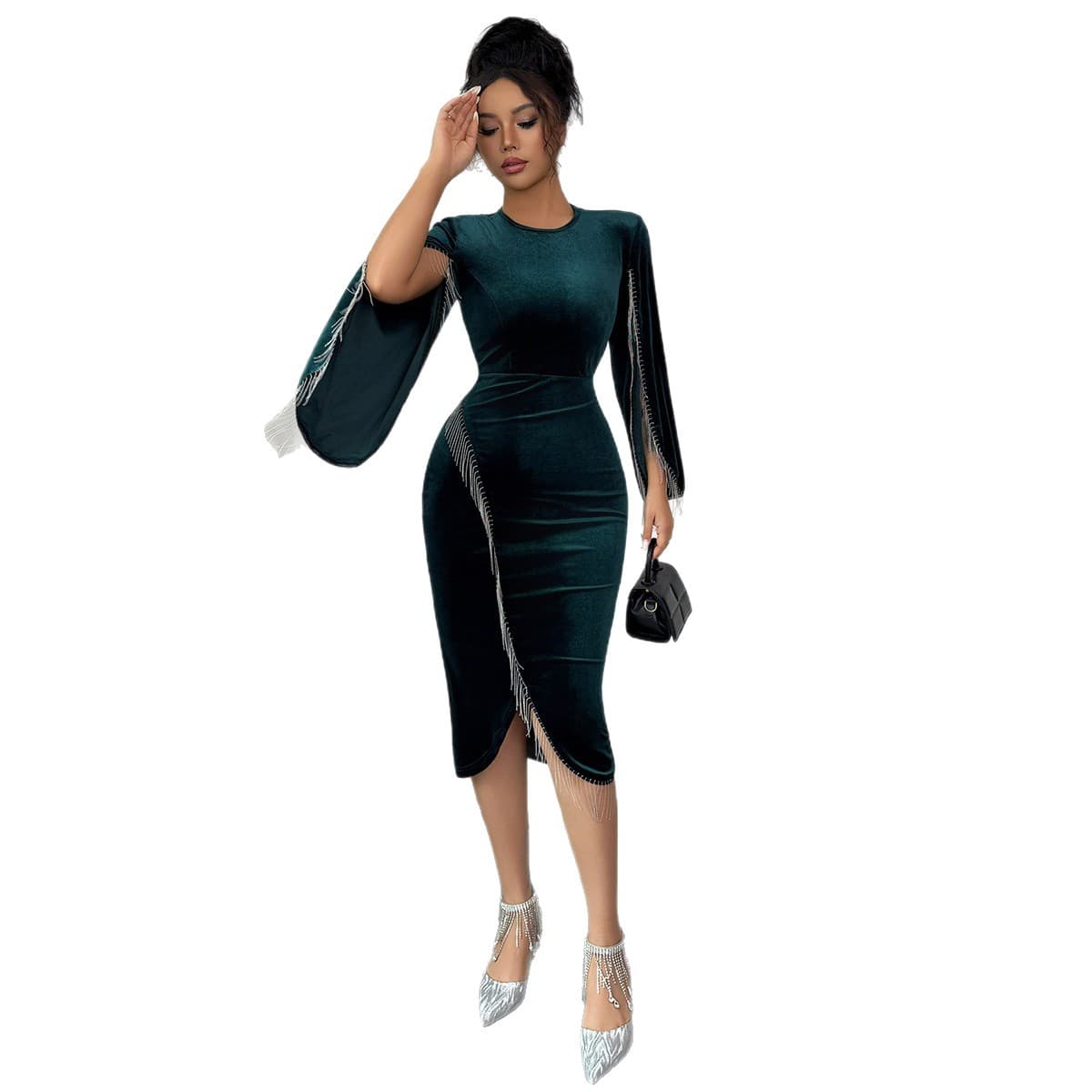 Cross-border European and American Fashion Premium Long-Sleeve Bodycon Dress for Women 2025 Fall/Winter Amazon Independent Site