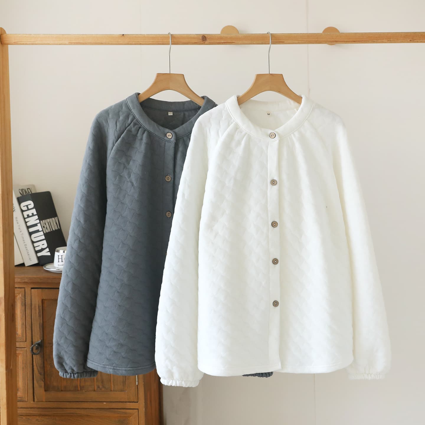 Couple pajamas tops three-layer quilted autumn and winter thick cotton air cotton cotton sandwich casual home wear single piece