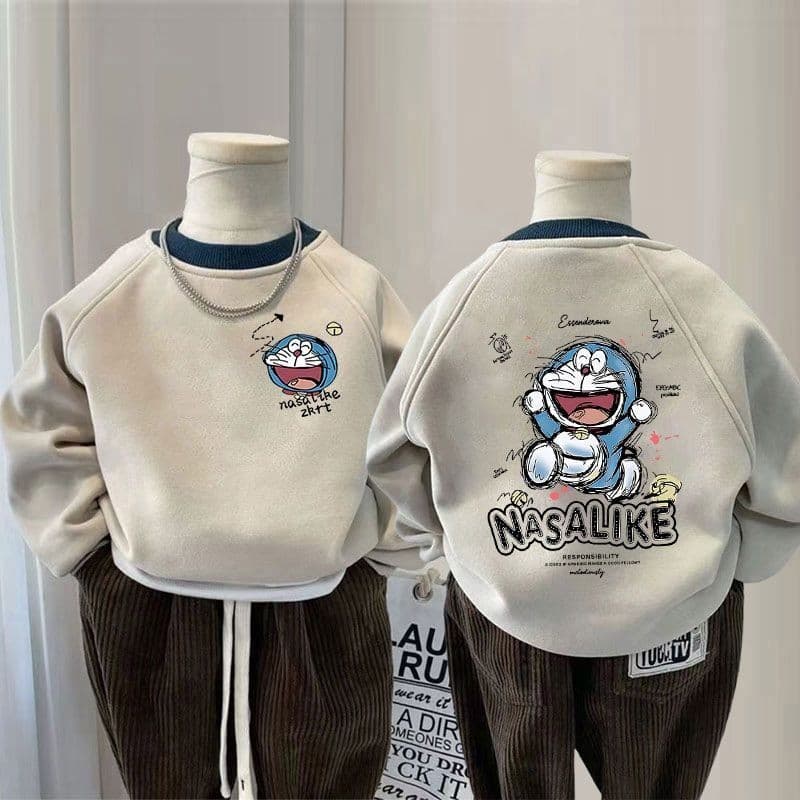 Boys' cardigan zipper hooded jacket plus velvet autumn and winter 2025 new medium and large children's baseball uniform autumn tops