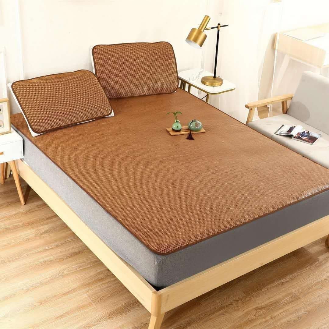 Cooling Mat Three-Piece Set 1.5m 1.8m 1.2m Bed Single Cooling Mat Foldable Ice Silk Mat Ice Rattan Cooling Mat 0.9m