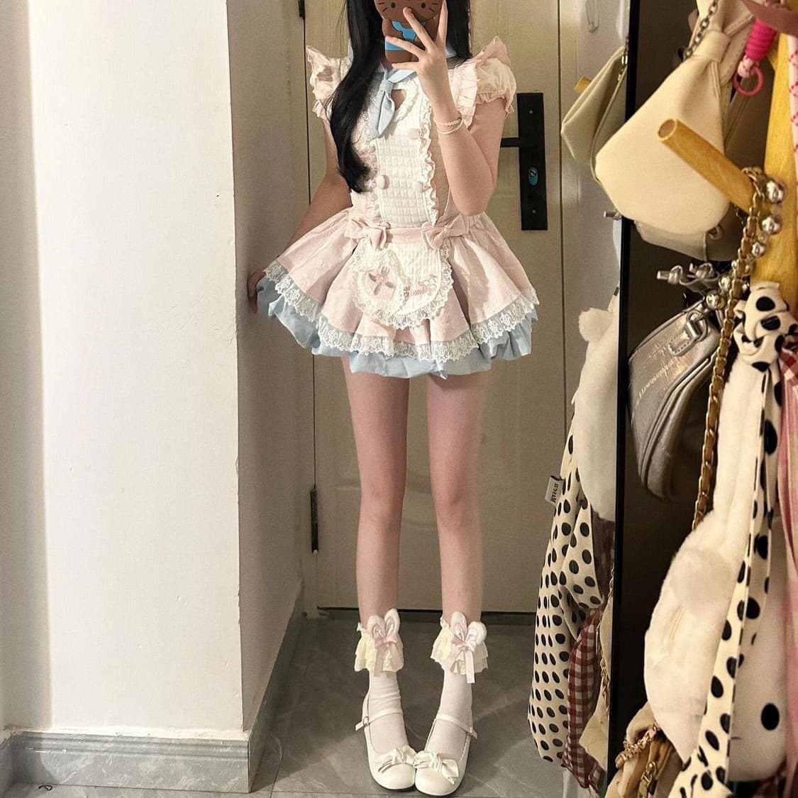 New Summer Sweet Girl Set: Butterfly Sleeve Top with Lace Bow Skirt Two-Piece